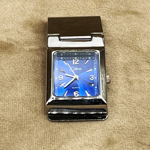 Colibri Silver Clip-On Watch with Blue Dial - Picture 2 of 5